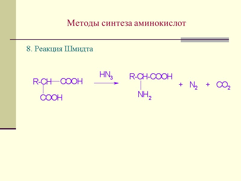 Методы синтеза аминокислот 8. Реакция Шмидта
